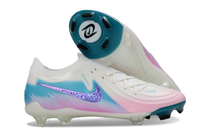 Men's Nike Phantom GX 2 Elite FG Firm Ground Low-Tops Football Boots - White/Aqua Sky/Pink Bliss