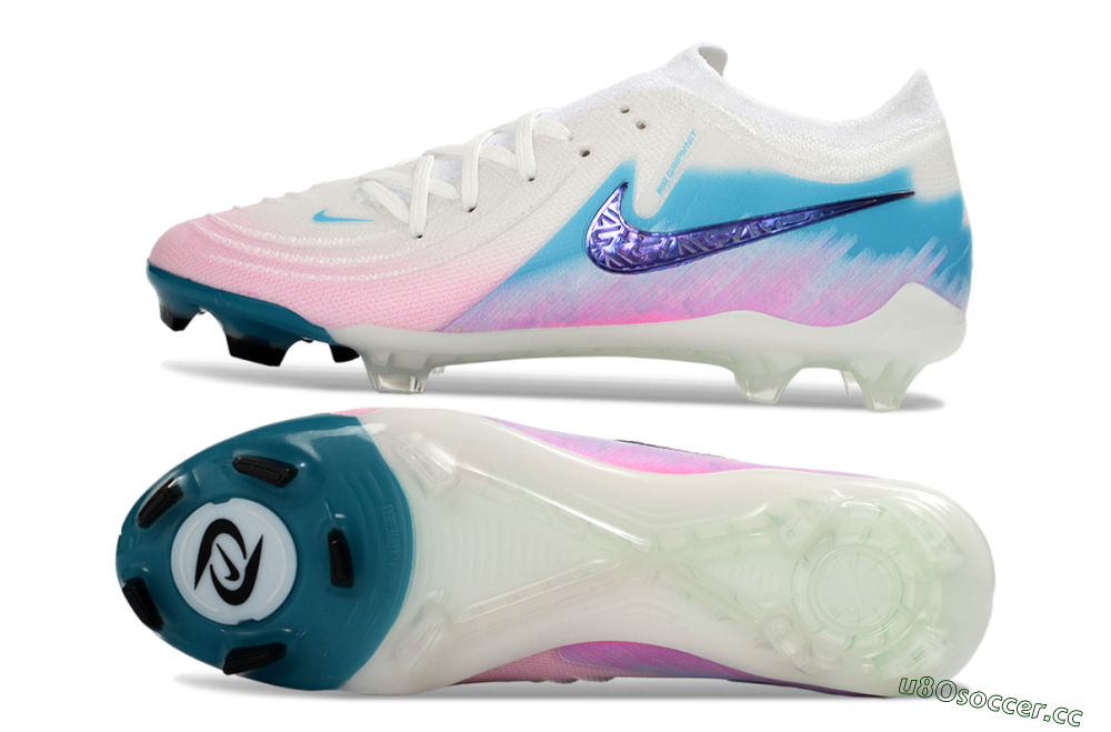 Men's Nike Phantom GX 2 Elite FG Firm Ground Low-Tops Football Boots - White/Aqua Sky/Pink Bliss 1