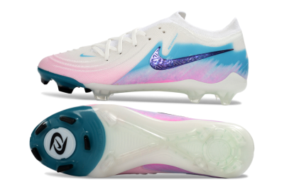 Men's Nike Phantom GX 2 Elite FG Firm Ground Low-Tops Football Boots - White/Aqua Sky/Pink Bliss