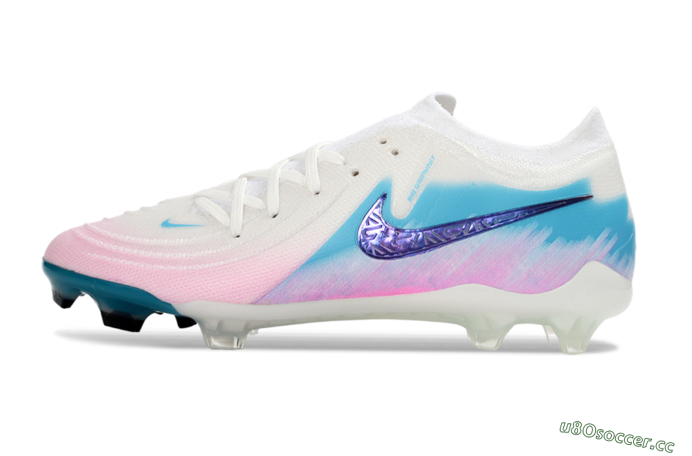 Men's Nike Phantom GX 2 Elite FG Firm Ground Low-Tops Football Boots - White/Aqua Sky/Pink Bliss 0