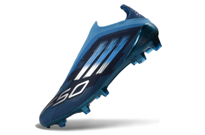 Unisex Adidas F50 Elite Laceless FG Firm Ground Low-Tops Football Boots - Blue/Sky Blue/Navy Blue