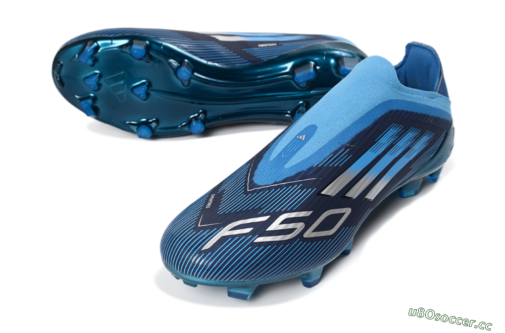 Unisex Adidas F50 Elite Laceless FG Firm Ground Low-Tops Football Boots - Blue/Sky Blue/Navy Blue 3