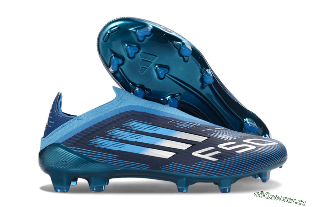 Unisex Adidas F50 Elite Laceless FG Firm Ground Low-Tops Football Boots - Blue/Sky Blue/Navy Blue 2