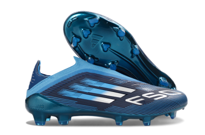 Unisex Adidas F50 Elite Laceless FG Firm Ground Low-Tops Football Boots - Blue/Sky Blue/Navy Blue