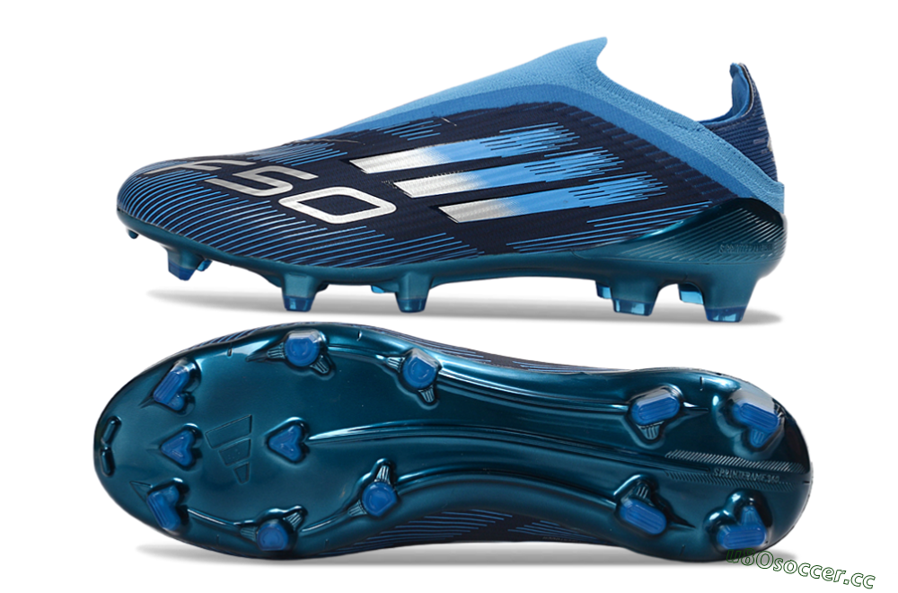 Unisex Adidas F50 Elite Laceless FG Firm Ground Low-Tops Football Boots - Blue/Sky Blue/Navy Blue 1