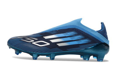 Unisex Adidas F50 Elite Laceless FG Firm Ground Low-Tops Football Boots - Blue/Sky Blue/Navy Blue