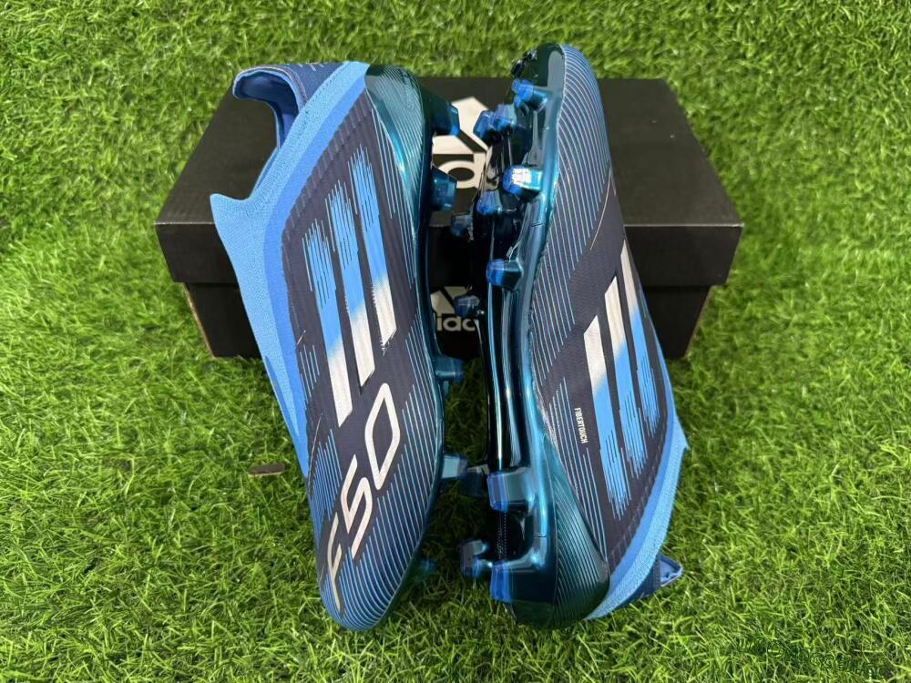 Unisex Adidas F50 Elite Laceless FG Firm Ground Low-Tops Football Boots - Blue/Sky Blue/Navy Blue 8