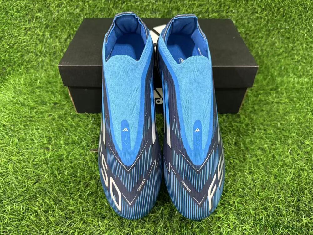 Unisex Adidas F50 Elite Laceless FG Firm Ground Low-Tops Football Boots - Blue/Sky Blue/Navy Blue 10