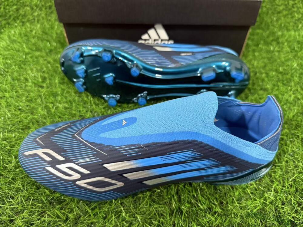 Unisex Adidas F50 Elite Laceless FG Firm Ground Low-Tops Football Boots - Blue/Sky Blue/Navy Blue 11