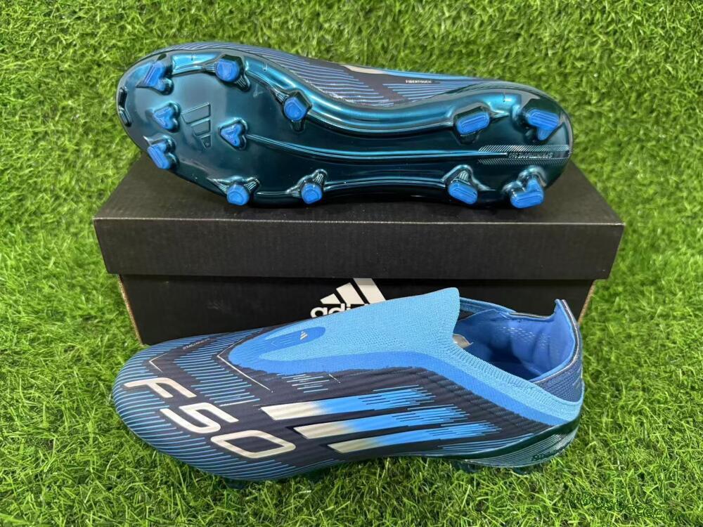 Unisex Adidas F50 Elite Laceless FG Firm Ground Low-Tops Football Boots - Blue/Sky Blue/Navy Blue 12