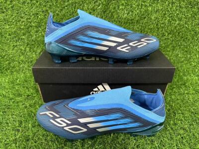 Unisex Adidas F50 Elite Laceless FG Firm Ground Low-Tops Football Boots - Blue/Sky Blue/Navy Blue