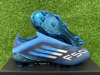 Unisex Adidas F50 Elite Laceless FG Firm Ground Low-Tops Football Boots - Blue/Sky Blue/Navy Blue