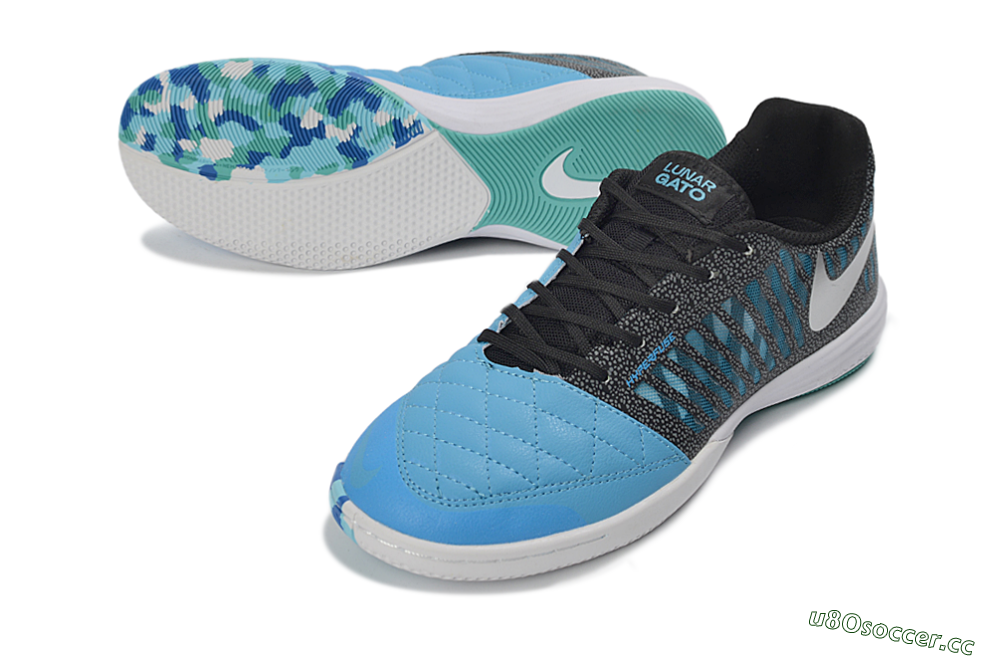 Unisex Nike Lunar Gato 2 IC Indoor & Futsal Low-Tops Football Shoes - Blue/Aqua Blue/Black Metallic 3