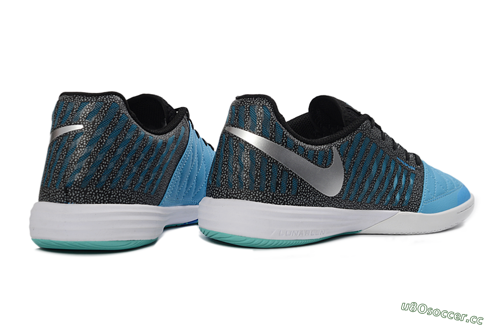 Unisex Nike Lunar Gato 2 IC Indoor & Futsal Low-Tops Football Shoes - Blue/Aqua Blue/Black Metallic 7