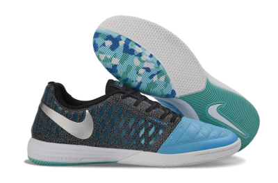 Unisex Nike Lunar Gato 2 IC Indoor & Futsal Low-Tops Football Shoes - Blue/Aqua Blue/Black Metallic