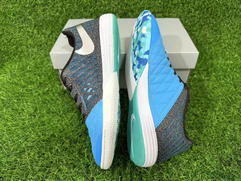 Unisex Nike Lunar Gato 2 IC Indoor & Futsal Low-Tops Football Shoes - Blue/Aqua Blue/Black Metallic