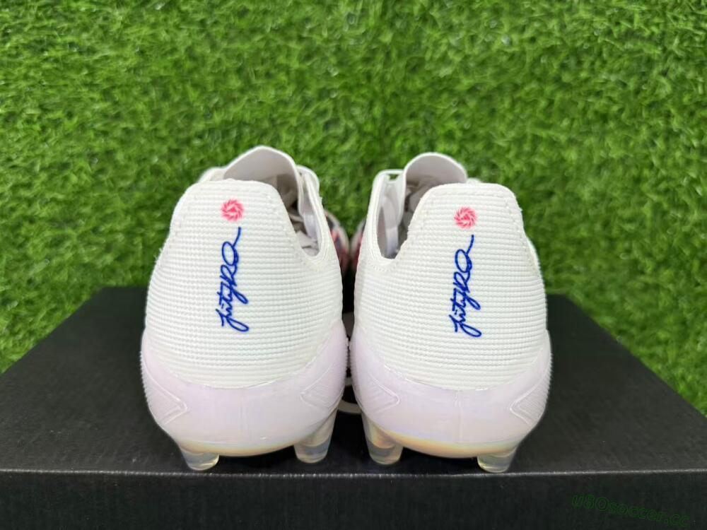 Unisex Adidas F50 Elite Laceless AG Artificial Grass Low-Tops Football Boots - White/Crimson Red/Marine Blue