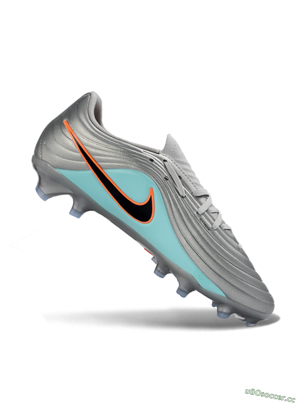 Men's Nike Tiempo Legend 11 Elite FG Firm Ground Low-Tops Football Boots - Gray/Vivid Orange/Mint Blue 4