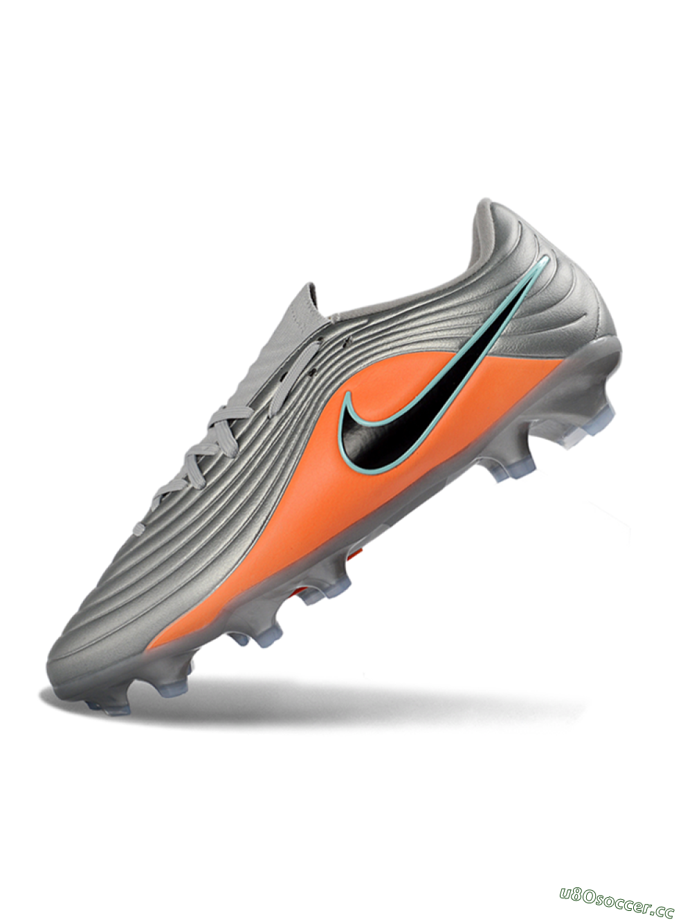 Men's Nike Tiempo Legend 11 Elite FG Firm Ground Low-Tops Football Boots - Gray/Vivid Orange/Mint Blue 5