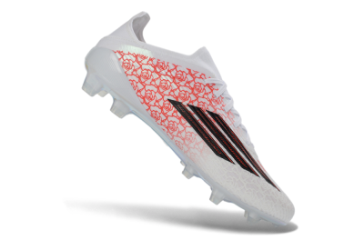 Unisex Adidas F50 Elite Laceless FG Firm Ground Low-Tops Football Boots - White/Crimson Petals/Crystal Sole