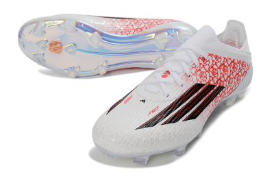 Unisex Adidas F50 Elite Laceless FG Firm Ground Low-Tops Football Boots - White/Crimson Petals/Crystal Sole