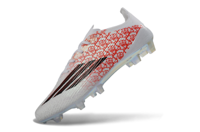 Unisex Adidas F50 Elite FG Firm Ground Low-Tops Football Boots - White/Fiery Coral/Black