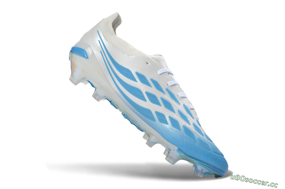 Unisex Adidas Predator 26 Elite FG Firm Ground Low-Tops Football Boots - Blue/Sky Blue/Iridescent White 4