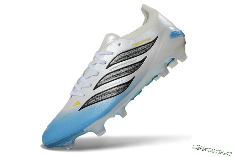 Unisex Adidas Predator 26 Elite FG Firm Ground Low-Tops Football Boots - Blue/Sky Blue/Iridescent White 5