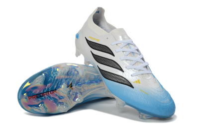 Unisex Adidas Predator 26 Elite FG Firm Ground Low-Tops Football Boots - Blue/Sky Blue/Iridescent White