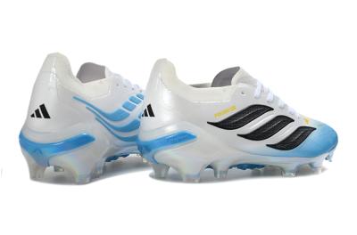 Unisex Adidas Predator 26 Elite FG Firm Ground Low-Tops Football Boots - Blue/Sky Blue/Iridescent White
