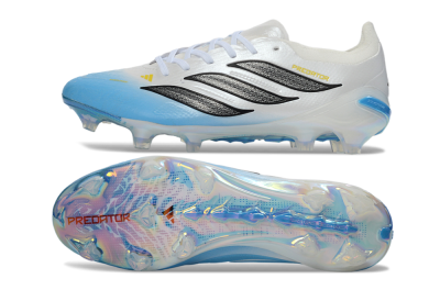 Unisex Adidas Predator 26 Elite FG Firm Ground Low-Tops Football Boots - Blue/Sky Blue/Iridescent White