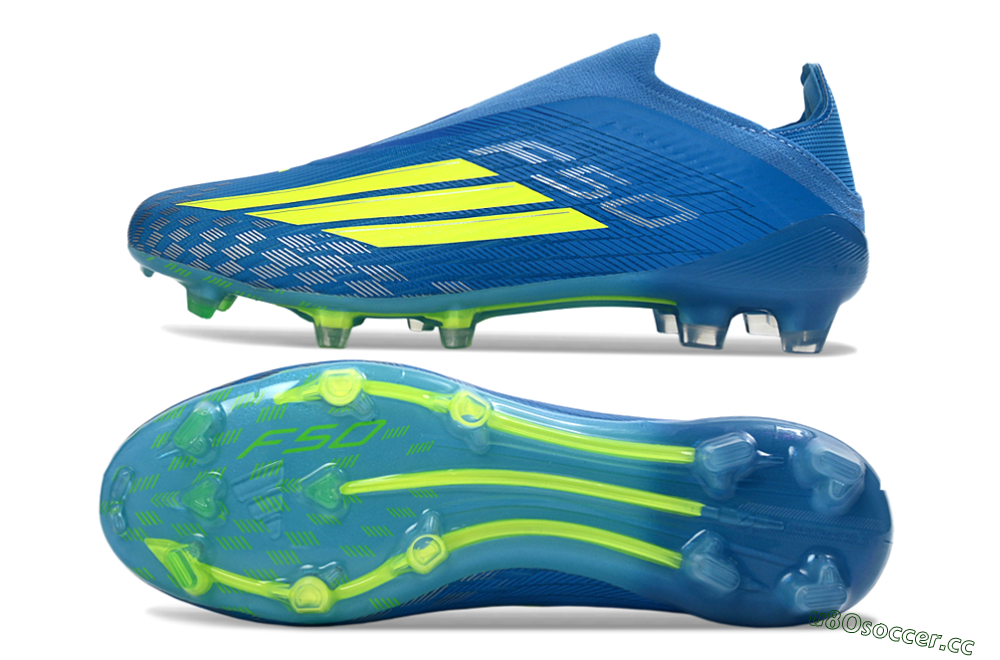 Unisex Adidas F50 Elite Laceless FG Firm Ground Low-Tops Football Boots - Blue/Luminous Green/Electric Blue 1
