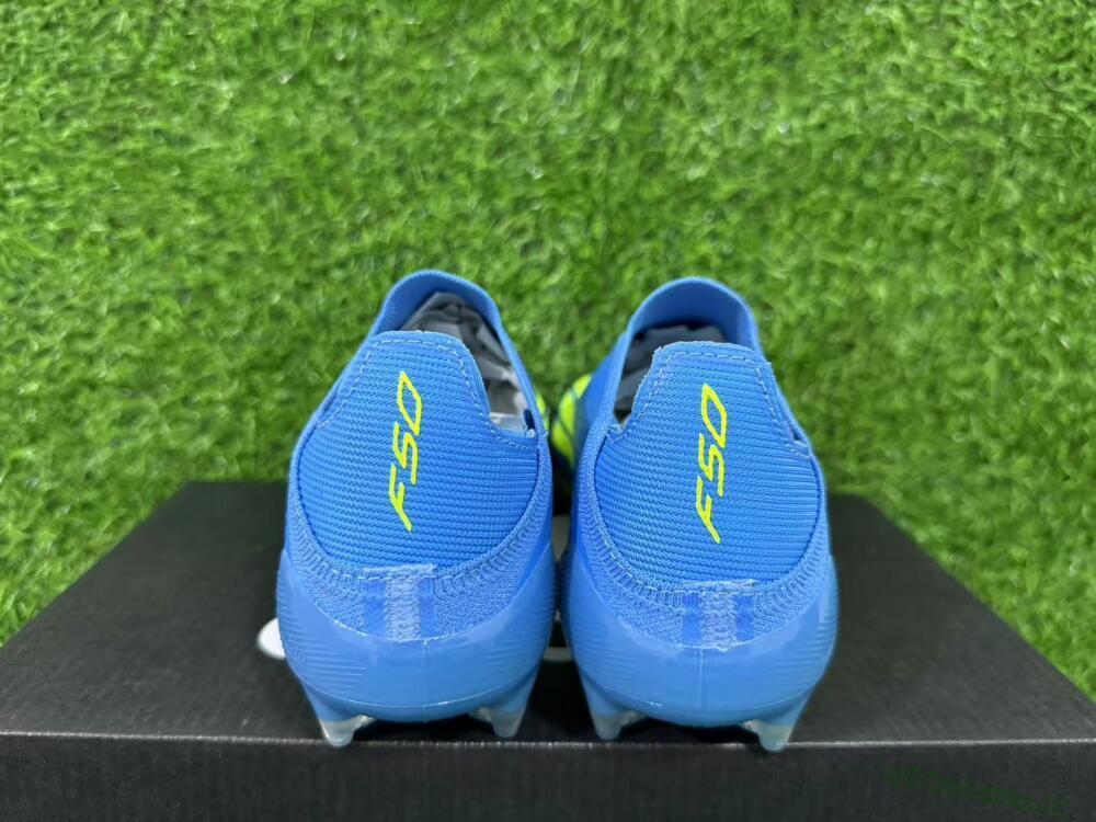 Unisex Adidas F50 Elite Laceless FG Firm Ground Low-Tops Football Boots - Blue/Luminous Green/Electric Blue