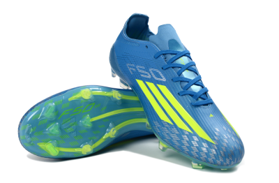 Unisex Adidas F50 Elite FG Firm Ground Low-Tops Football Boots - Blue/Lime Green/Neo Blue