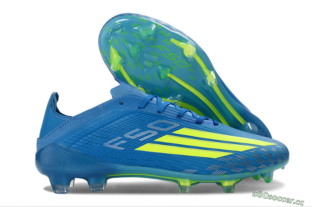 Unisex Adidas F50 Elite FG Firm Ground Low-Tops Football Boots - Blue/Lime Green/Neo Blue 2