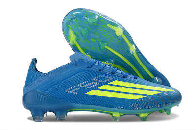 Unisex Adidas F50 Elite FG Firm Ground Low-Tops Football Boots - Blue/Lime Green/Neo Blue