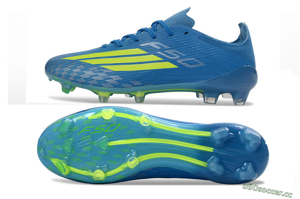 Unisex Adidas F50 Elite FG Firm Ground Low-Tops Football Boots - Blue/Lime Green/Neo Blue 1