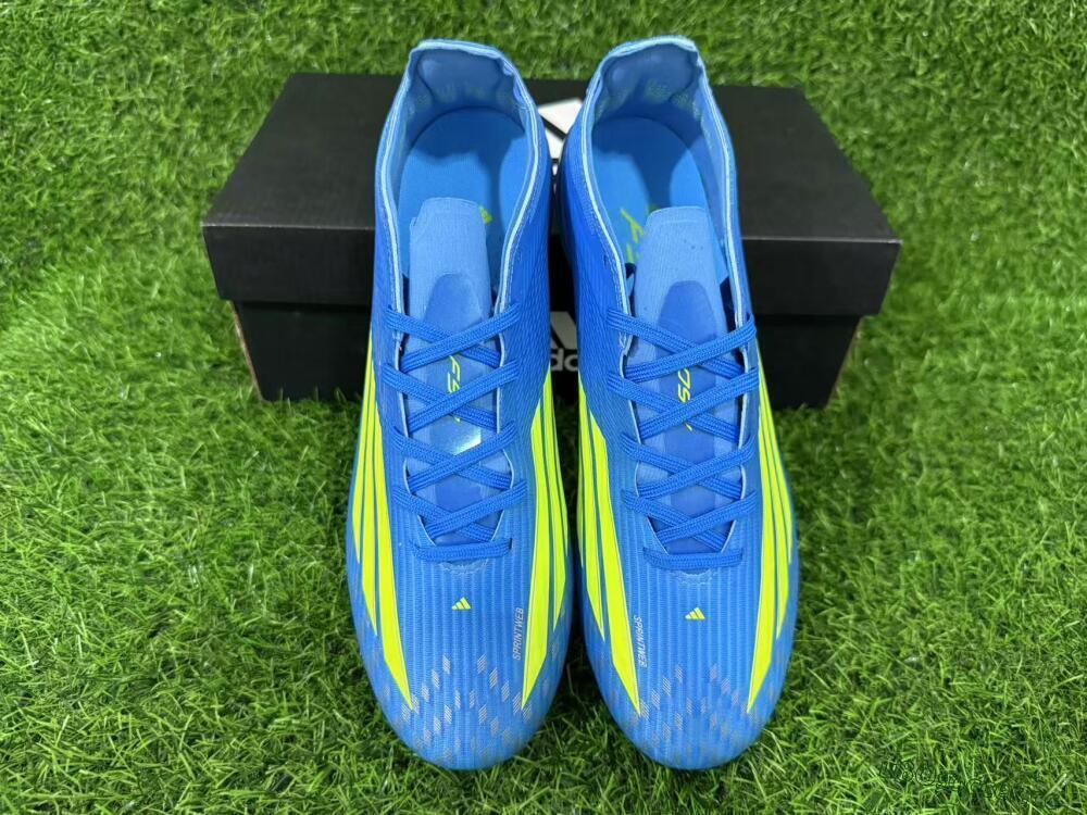 Unisex Adidas F50 Elite FG Firm Ground Low-Tops Football Boots - Blue/Lime Green/Neo Blue