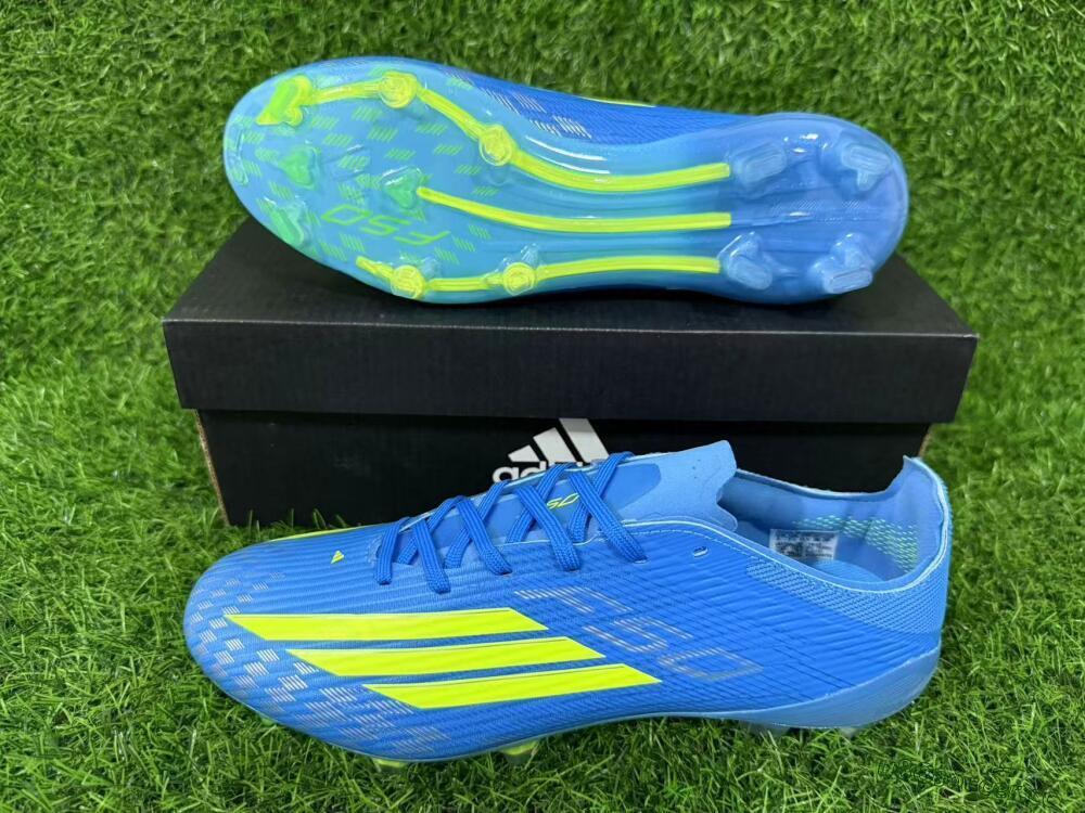 Unisex Adidas F50 Elite FG Firm Ground Low-Tops Football Boots - Blue/Lime Green/Neo Blue