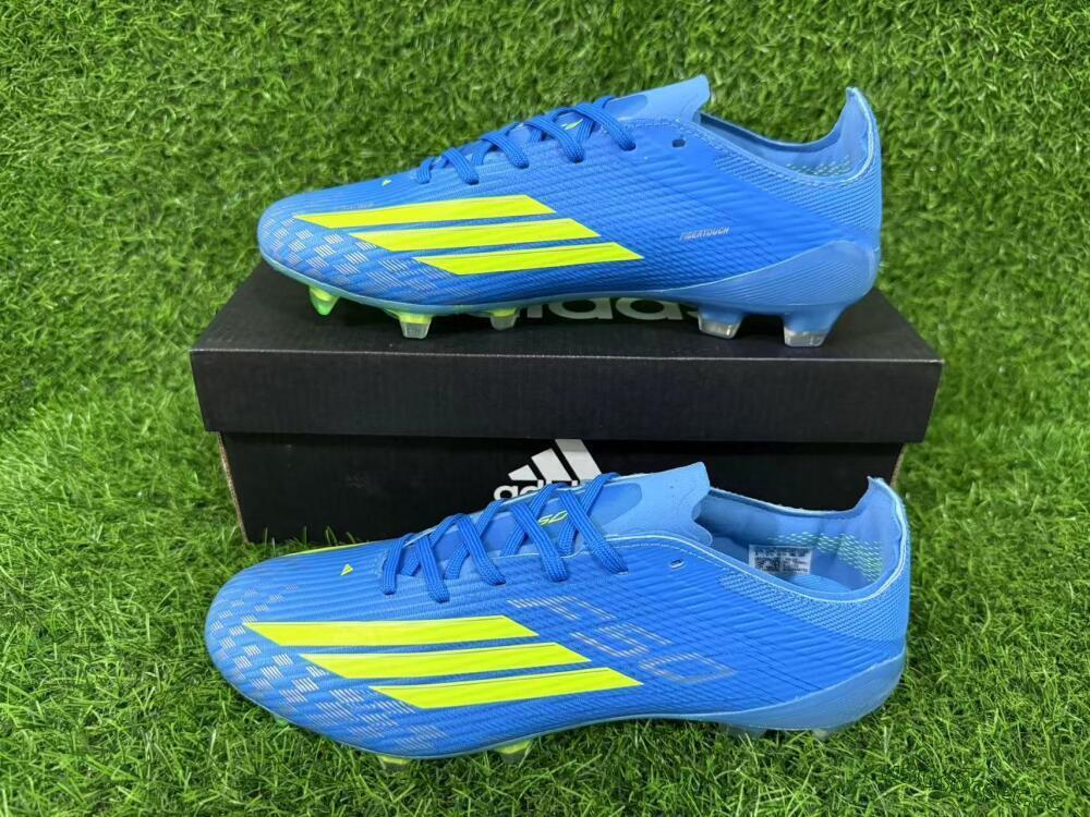 Unisex Adidas F50 Elite FG Firm Ground Low-Tops Football Boots - Blue/Lime Green/Neo Blue