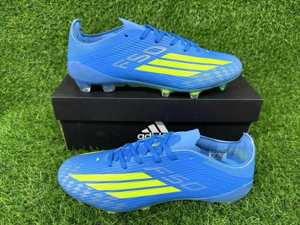 Unisex Adidas F50 Elite FG Firm Ground Low-Tops Football Boots - Blue/Lime Green/Neo Blue