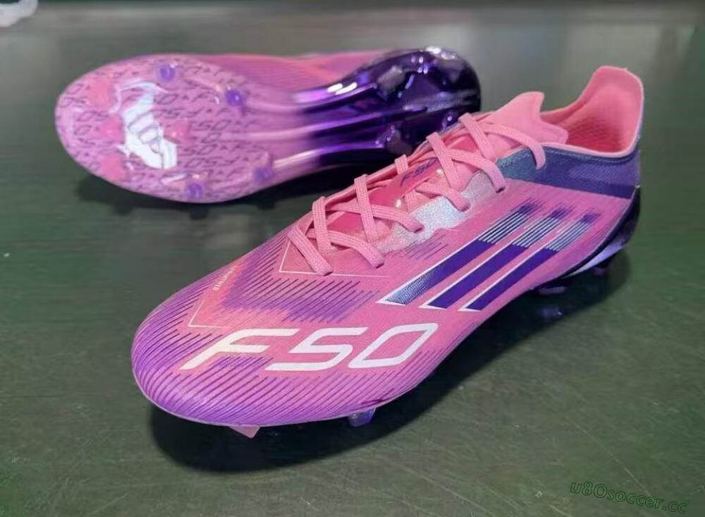Men's Adidas F50 Elite FG Firm Ground Low-Tops Football Boots - Pink/Lavender Wave/Power Purple