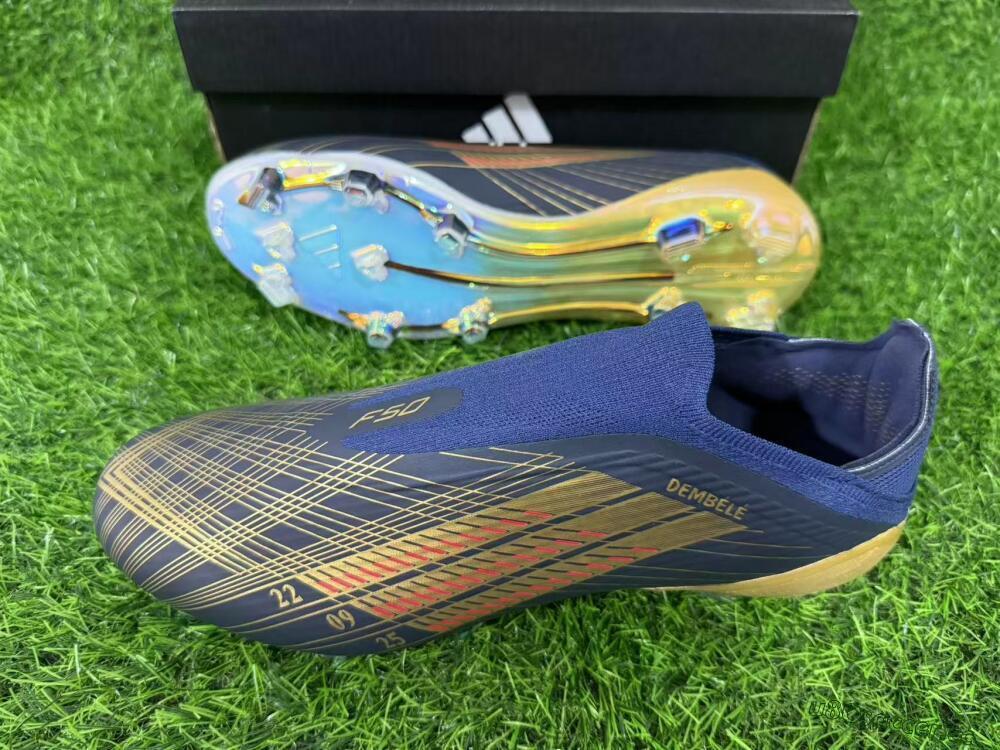 Unisex Adidas F50 Elite Laceless FG Firm Ground Low-Tops Football Boots - Navy/Gold/Red
