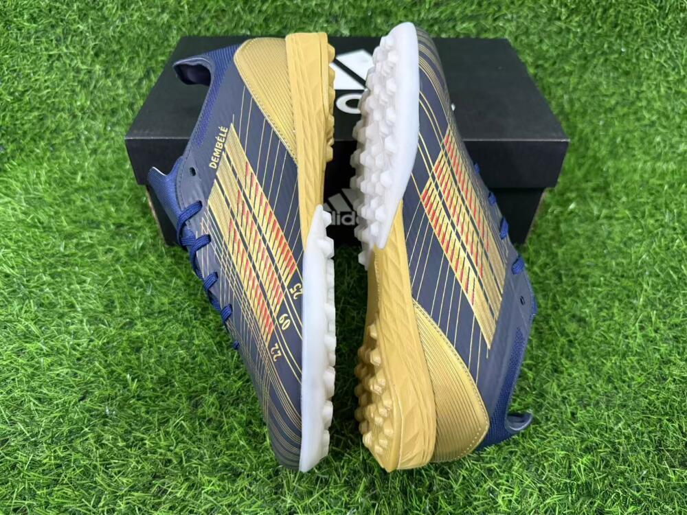 Unisex Adidas F50 Pro TF Artificial Turf Low-Tops Football Shoes - Navy/Gold/Red