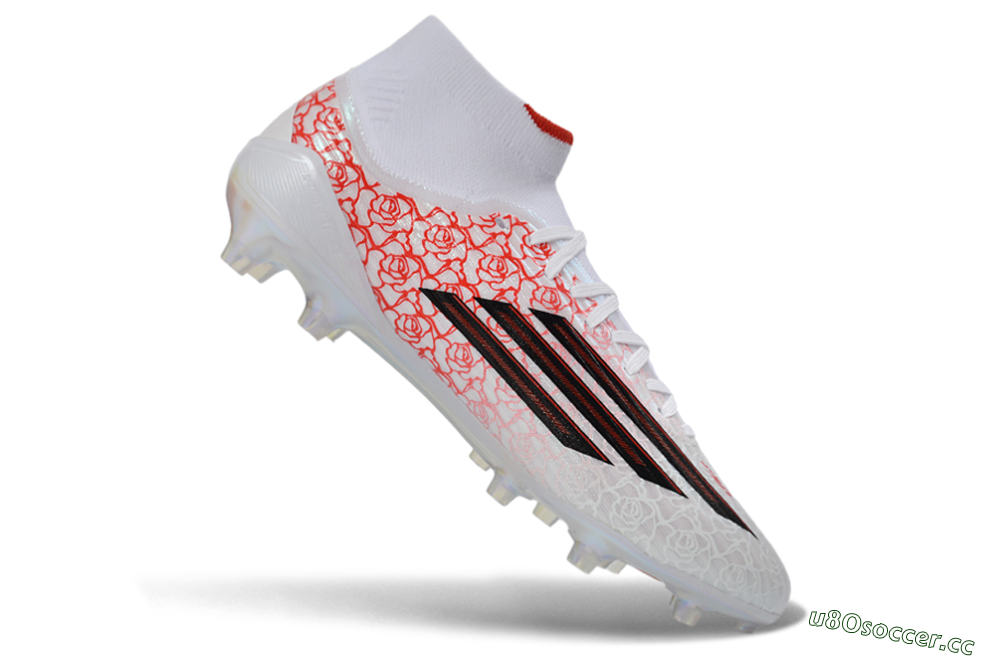 Men's Adidas F50 Elite Mid AG Artificial Grass High-Tops Football Boots - White/Crimson Rose/Black Spark 4