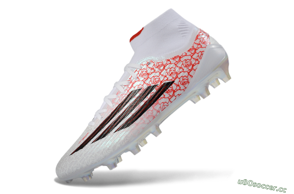 Men's Adidas F50 Elite Mid AG Artificial Grass High-Tops Football Boots - White/Crimson Rose/Black Spark 5