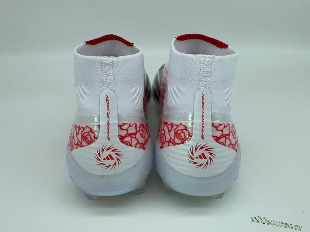 Men's Adidas F50 Elite Mid AG Artificial Grass High-Tops Football Boots - White/Crimson Rose/Black Spark