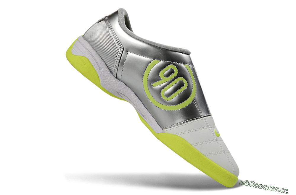 Men's Nike Total 90 III IC Indoor & Futsal Low-Tops Football Shoes - White/Lime Green/Metallic Silver 4