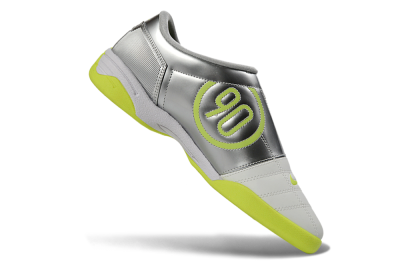 Men's Nike Total 90 III IC Indoor & Futsal Low-Tops Football Shoes - White/Lime Green/Metallic Silver