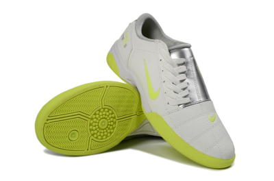 Men's Nike Total 90 III IC Indoor & Futsal Low-Tops Football Shoes - White/Lime Green/Metallic Silver